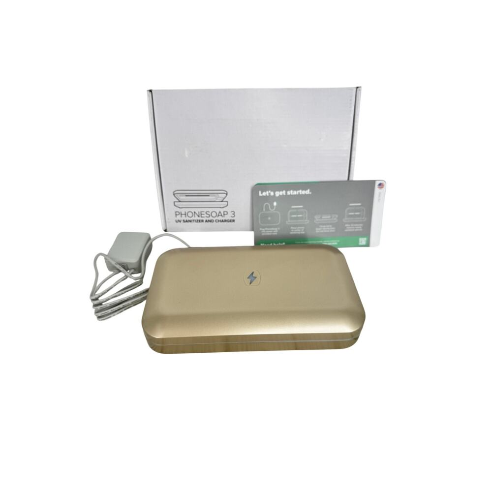 PhoneSoap 3 cell phone sanitizer UV with charger gold NEW open box